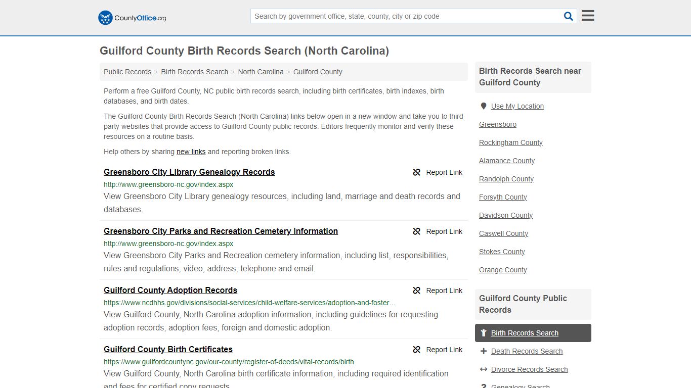 Guilford County Birth Records Search (North Carolina) - County Office